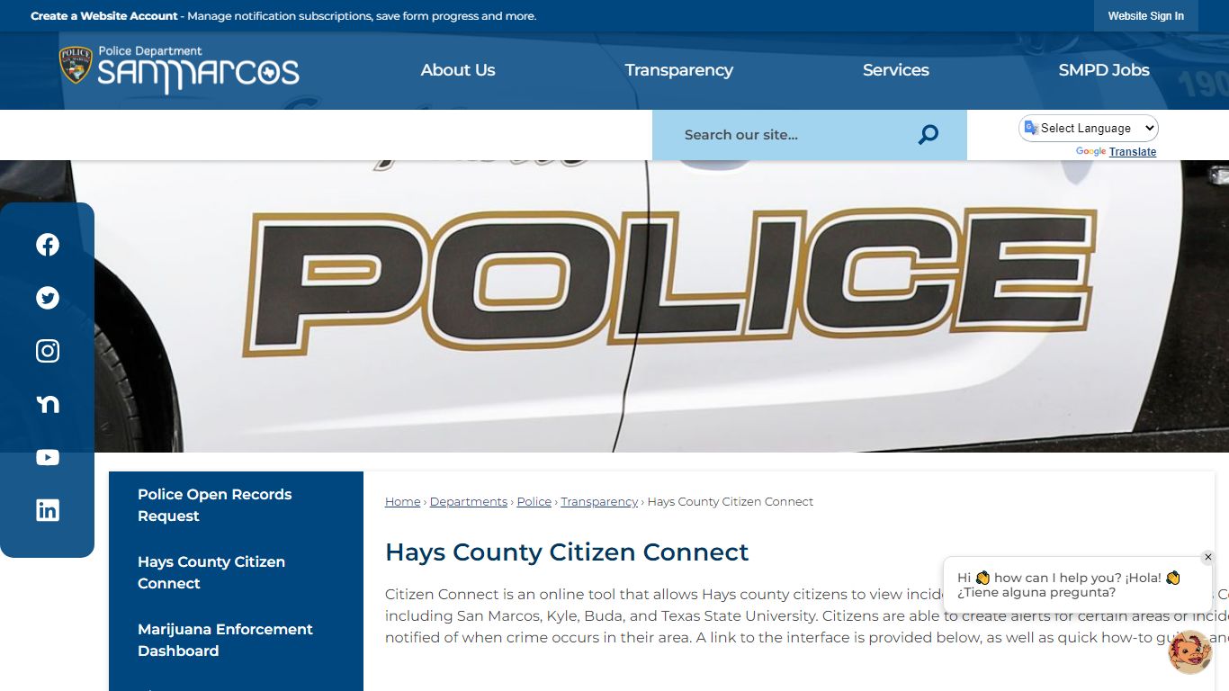 Hays County Citizen Connect | City of San Marcos, TX